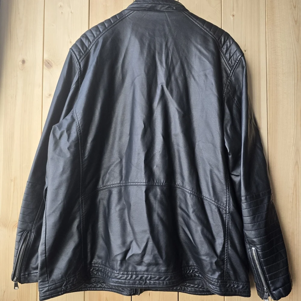Britches Black Faux Leather Lined Zip Up Jacket Mens 2X - Picture 6 of 11